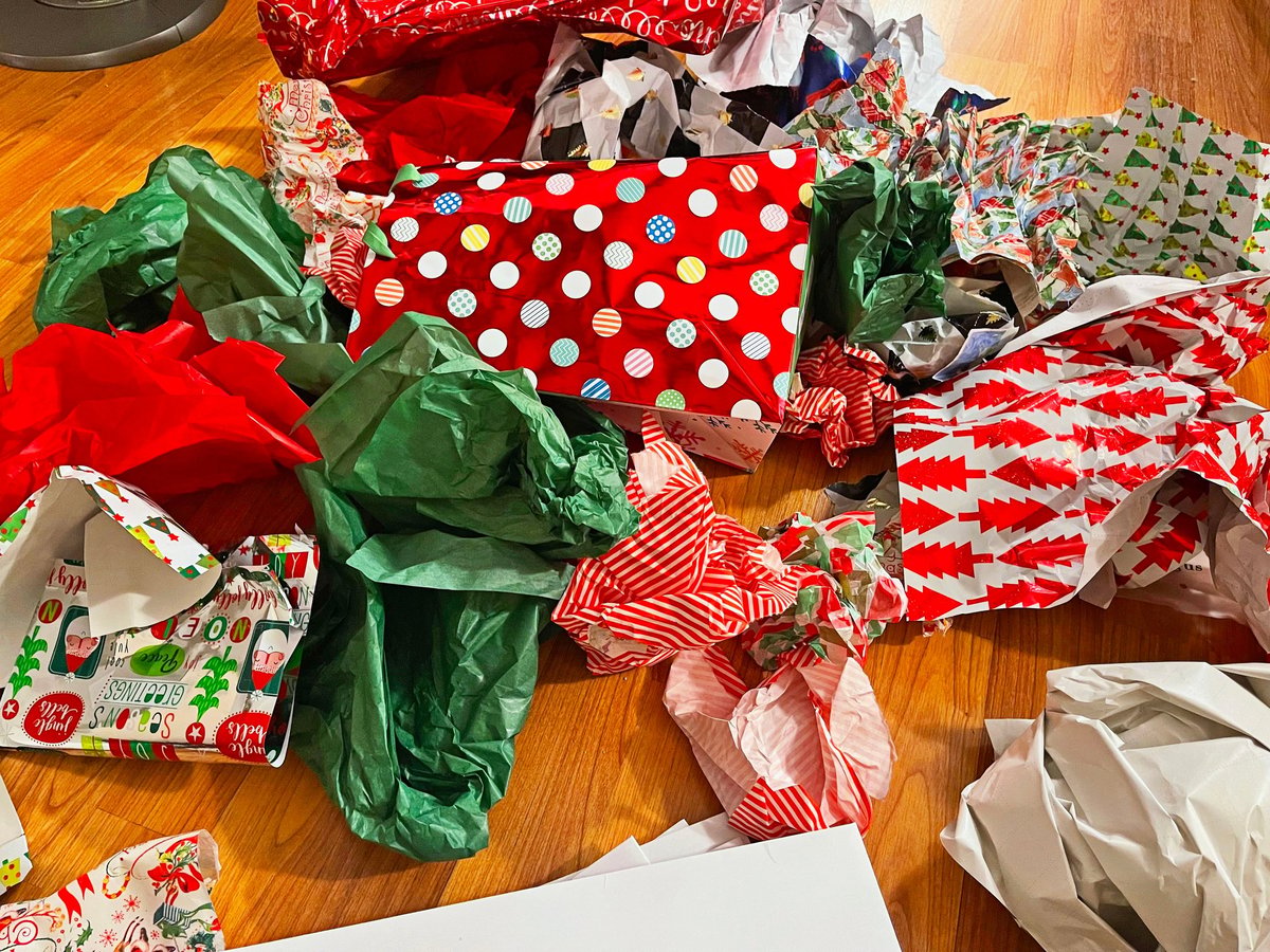 Wrapping paper sheets stacked and ready for use